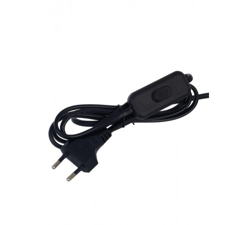 Шнур УШ-1КВ опрессованный с вилкой со встроенным выключателем  2х0,75/2метра, черный   WUP20-02-K02  IEK