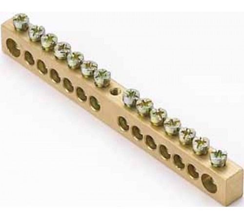 Шина нулевая 14 групп/крепеж по центру, сеч. 8x1  32005DEK  DEKraft