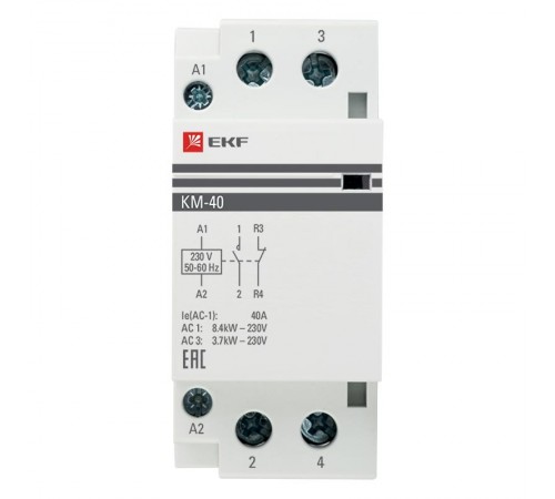 Контактор модульный КМ 40А NО+NC (2 мод.) EKF PROxima  km-2-40-11  EKF