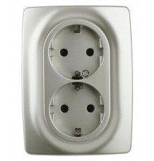 12-2108-15  Розетка 2-ая с заземлением со шторками, 16A-250В, IP20, Эра12, перламутр  Б0036451  ЭРА
