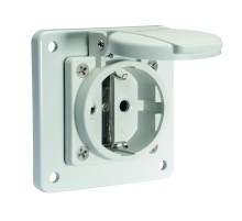 Розетка встраиваемая Schuko 16A 3p 250V IP54 QC фланец 75x75 серая I 71109-Bals I Bals