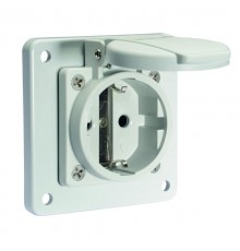 Розетка встраиваемая Schuko 16A 3p 250V IP54 QC фланец 75x75 серая I 71109-Bals I Bals