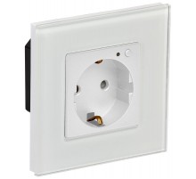 iTEQ SMART-розетка 16А WIFI+BLE стекл/р. з/ш. бел.  IT-R16SFWBG-K01  ONI