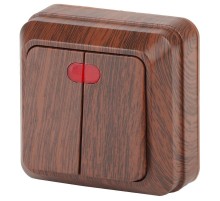 2-105-10 Intro Выключатель двойной с подсветкой, 10А-250В, IP20, ОУ, Quadro, венге  Б0030122  Intro