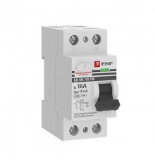 Выключатель дифференциальный (УЗО) ВД-100 2п 16А 10мА (тип АС, эл-мех) 6кА PROximа  elcb-2-6-16-10-em-pro  EKF (замена - E1026M1610)