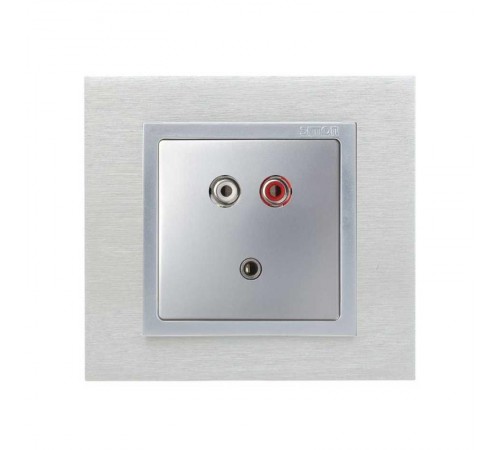 Simon 82 Накладка для коннектора мини-джек + 2RCA, S82, S82N, алюминий  8201092-033  Simon