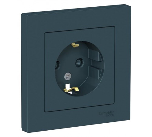 AtlasDesign Изумруд Розетка с заземлением со шторками, 16А, (в сборе с рамкой)  ATN000844  SE