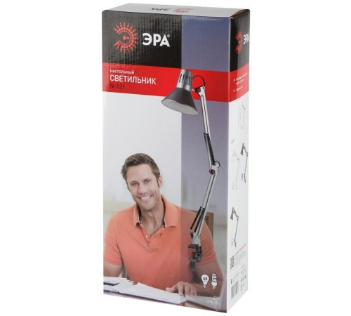 Светильник настольный струбцина  N-121 40Вт ЛН/КЛЛ Е27 белый  C0041455  ЭРА