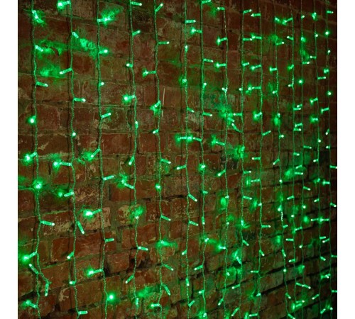 Гирлянда "Светодиодный Дождь" 2х3м, постоянное свечение, прозрачный провод, 230 В, диоды ЗЕЛЕНЫЕ, 448 LED  235-154-6  NEON-NIGHT