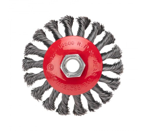 Щетка коническая для УШМ крученая стальная проволока 100 мм М14  KR-91-1201  Kranz