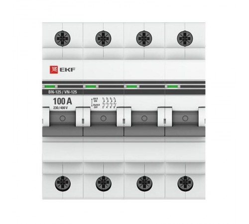Выключатель нагрузки модульный ВН-125, 4P 100А EKF PROxima  SL125-4-100-pro  EKF (замена - S1254125)