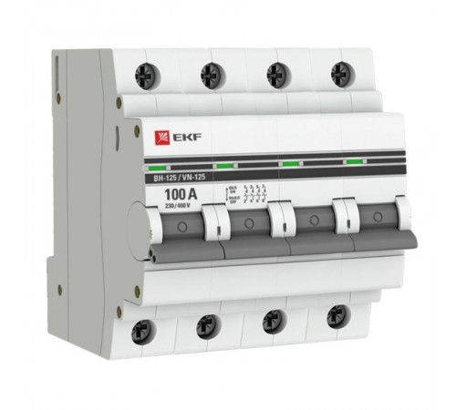 Выключатель нагрузки модульный ВН-125, 4P 100А EKF PROxima  SL125-4-100-pro  EKF (замена - S1254125)