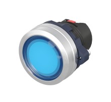Головка кнопки плоская прозрачная без фиксации, синяя, алюминий  M22P-FMLBA  DKC