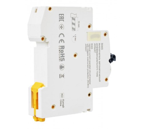 Выключатель автоматический дифференциального тока АВДТ B06S 1P+NP C25 30мА тип AC (18мм) ARMAT IEK  AR-B06S-1N-C25C030  IEK