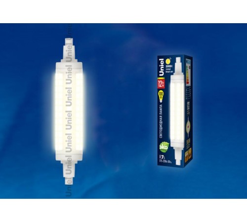 Лампа светодиодная LED-J118-12W/WW/R7s/CL PLZ06WH LED 12W прозр цоколь R7s  UL-00001555  Uniel