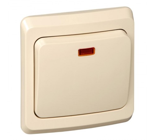 Этюд Кремовый С/У Переключатель 1-клавишный с подсветкой  BC10-007K  SE