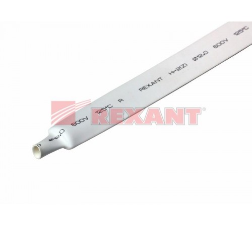 Термоусадочная трубка 12,0/6,0 мм, белая, упаковка 50 шт. по 1 м  21-2001  REXANT