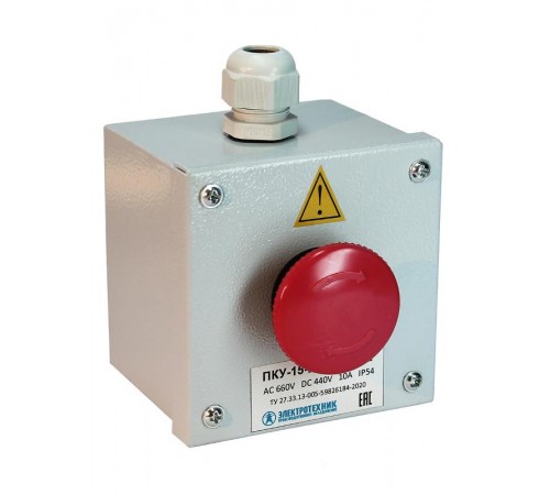ПКУ-15-21.111-54У2 (КЕ141/2(1з+1р) красная, гриб с фиксацией + PG-13,5), пост управления  (ЭТ)  ET054790  Электротехник