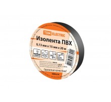 Изолента ПВХ 0,13*15мм Черная 20м   SQ0526-0016  TDM
