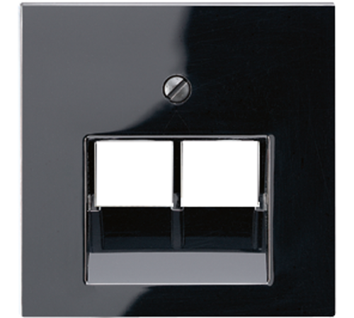 Крышка для сдвоенных телефонных и компьютерных розеток (UAE), фиксация винтом; термопласт; черный; A500  A569-2BFPLUASW  Jung