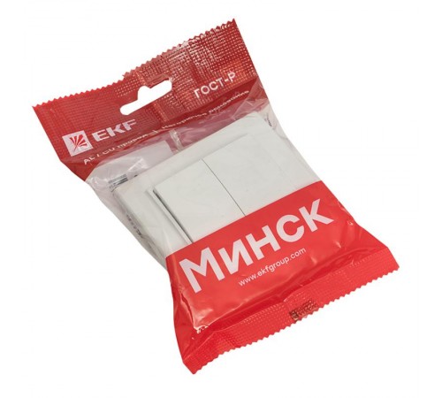 Минск Выключатель 2-клавишный СП,10А, белый EKF Basic  ERV10-023-10  EKF