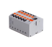 Блок распределительный, зажим push-in, 1 ввод 6 кв.мм, 12 точек подключения 2,5 кв.мм, серый  DTP1-112-104SPUG  DKC