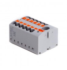 Блок распределительный, зажим push-in, 1 ввод 6 кв.мм, 12 точек подключения 2,5 кв.мм, серый  DTP1-112-104SPUG  DKC