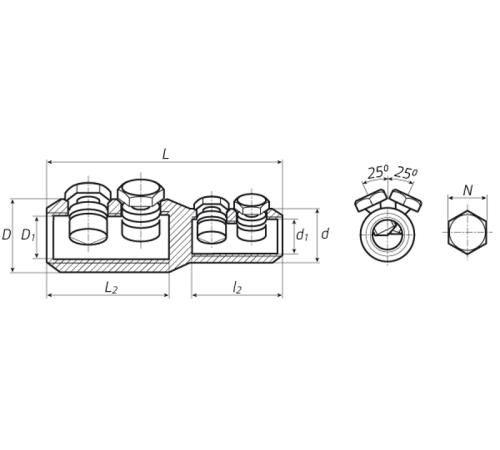 Соединитель болтовой 4ПСБЕ-70-120/150-240  66808  КВТ