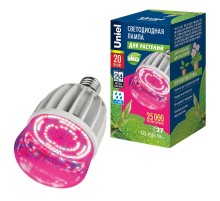 Лампа светодиодная LED-M80-20W/SP/E27/CL ALS55WH LED для растений, IP54. "M", прозрачная колба. Материал корпуса алюминий. Упаковка .  11098  Uniel