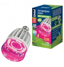 Лампа светодиодная LED-M80-20W/SP/E27/CL ALS55WH LED для растений, IP54. "M", прозрачная колба. Материал корпуса алюминий. Упаковка .  11098  Uniel