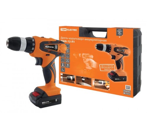 Дрель-шуруповерт акк. ДША-12-Л1 12 В, 1,3 А*ч Li-Ion, 22 Нм, 0-1350 об/мин, кейс, "Гранит"  SQ1030-0201  TDM