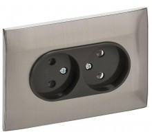 SKANDY Розетка 2-местная без з/к/ш 10А в сб. SK-R10N никель  SK-R20-10-K50-F  IEK