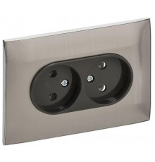 SKANDY Розетка 2-местная без з/к/ш 10А в сб. SK-R10N никель  SK-R20-10-K50-F  IEK