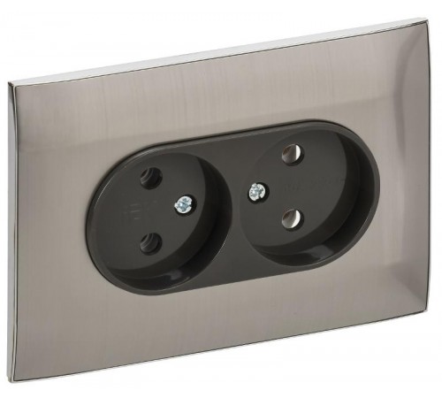 SKANDY Розетка 2-местная без з/к/ш 10А в сб. SK-R10N никель  SK-R20-10-K50-F  IEK