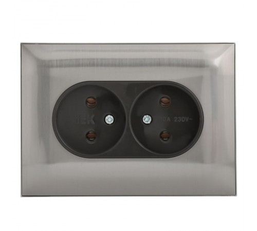 SKANDY Розетка 2-местная без з/к/ш 10А в сб. SK-R10N никель  SK-R20-10-K50-F  IEK