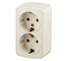 Розетка Intro Polo 3-204-02 с заземлением двойная 2х2P+E Schuko, 16A-250В, IP20, ОУ, слоновая кость  Б0053574  Intro