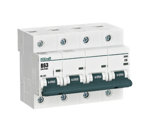 Автоматический выключатель 4Р 63А х-ка B ВА-201 10кА  13045DEK  DEKraft