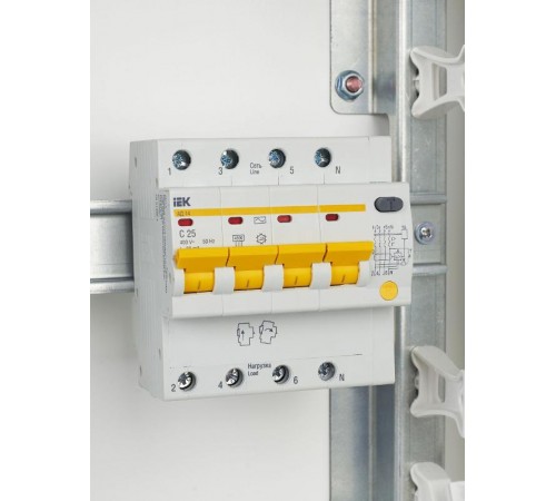 Выключатель автоматический дифференциального тока АД14 4п 25А C 30мА тип AC (5 мод)  MAD10-4-025-C-030  IEK