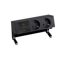 Настольный x3 розеточный блок, 2x2P+E, 2xUSB з/у, черный, S400  42322000-138  Simon