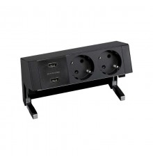 Настольный x3 розеточный блок, 2x2P+E, 2xUSB з/у, черный, S400  42322000-138  Simon