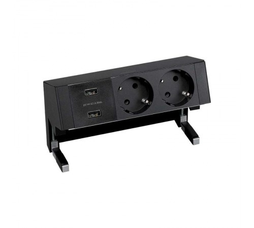 Настольный x3 розеточный блок, 2x2P+E, 2xUSB з/у, черный, S400  42322000-138  Simon