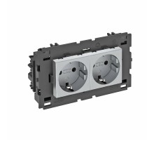 Розетка двойная 0° Modul45connect с з/к, 250 В, 16A (алюминий) (STD-D0C8 AL2)  6120442  OBO Bettermann