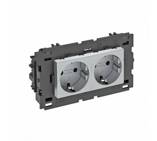 Розетка двойная 0° Modul45connect с з/к, 250 В, 16A (алюминий) (STD-D0C8 AL2)  6120442  OBO Bettermann