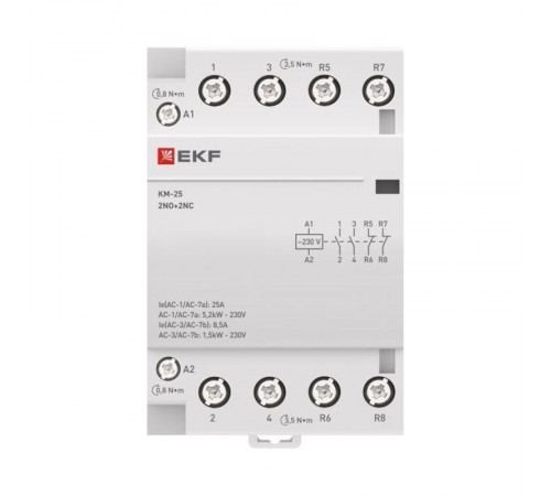 Контактор модульный КМ 25А 2NО+2NC (3 мод.) PROxima km-3-25-22  EKF
