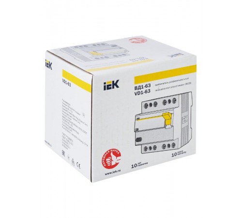Выключатель дифференциальный (УЗО) ВД1-63 4п 80А 300мА тип AC  MDV10-4-080-300  IEK
