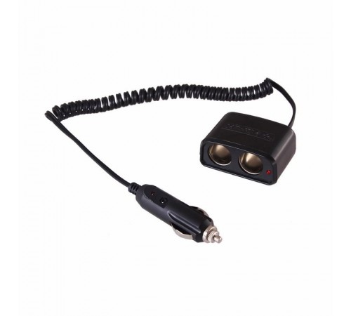 Разветвитель автоприкуривателя 2 гнезда шнур спираль 1.5 м  16-0223  REXANT