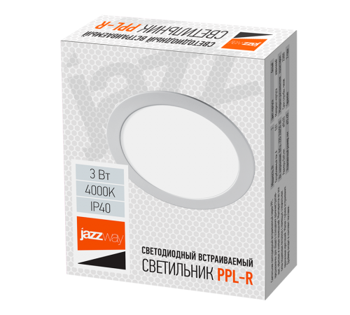 Светильник светодиодный встраиваемый downlight ДВО PPL-R 3w 4000K IP40 WH d90мм встр/круг  .5008427A  Jazzway