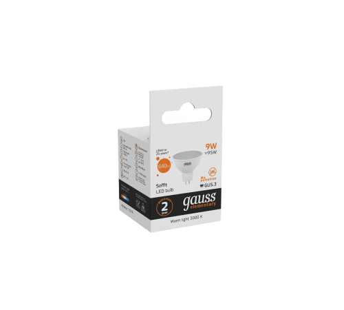 Лампа светодиодная LED 9Вт GU5.3 220В 2700К Elementary MR16  13519  Gauss