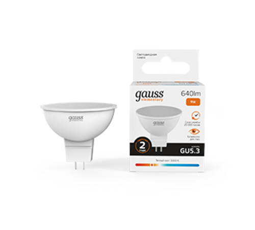 Лампа светодиодная LED 9Вт GU5.3 220В 2700К Elementary MR16  13519  Gauss