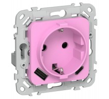 FLITE Розетка с заземлением со шторками 16А с USB A+C 20Вт РСЮшс11-0-ФлПр пурпурный  FI-R14-16-U22-020-K99  IEK